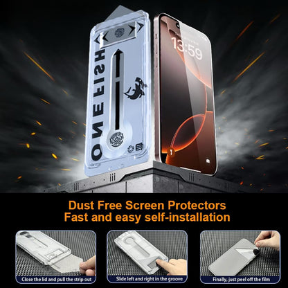 OneFish Screen Protector Glass for iPhone 14 Pro Max/ 15 Plus, 9H Glass Scratch Resistant, Dynamic Island Compatible, HD Clarity Tempered Film with Installation Frame, Easy Installation, 2Pack.