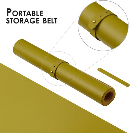 Cork Desk Mat - Dual-Sided Desk Pad for Office and Home - Desk Organization and Accessories - Ideal for Large Mouse Pad and Desk Mats on Top of Desks(Olive Green,27.6"x 13.8")