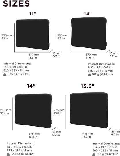 Lenovo Basic Laptop Sleeve 15.6 Inch Notebook/Tablet Compatible with MacBook Air/Pro Neoprene Material - Soft Fleece Lining - Zippered Top Opening - Black