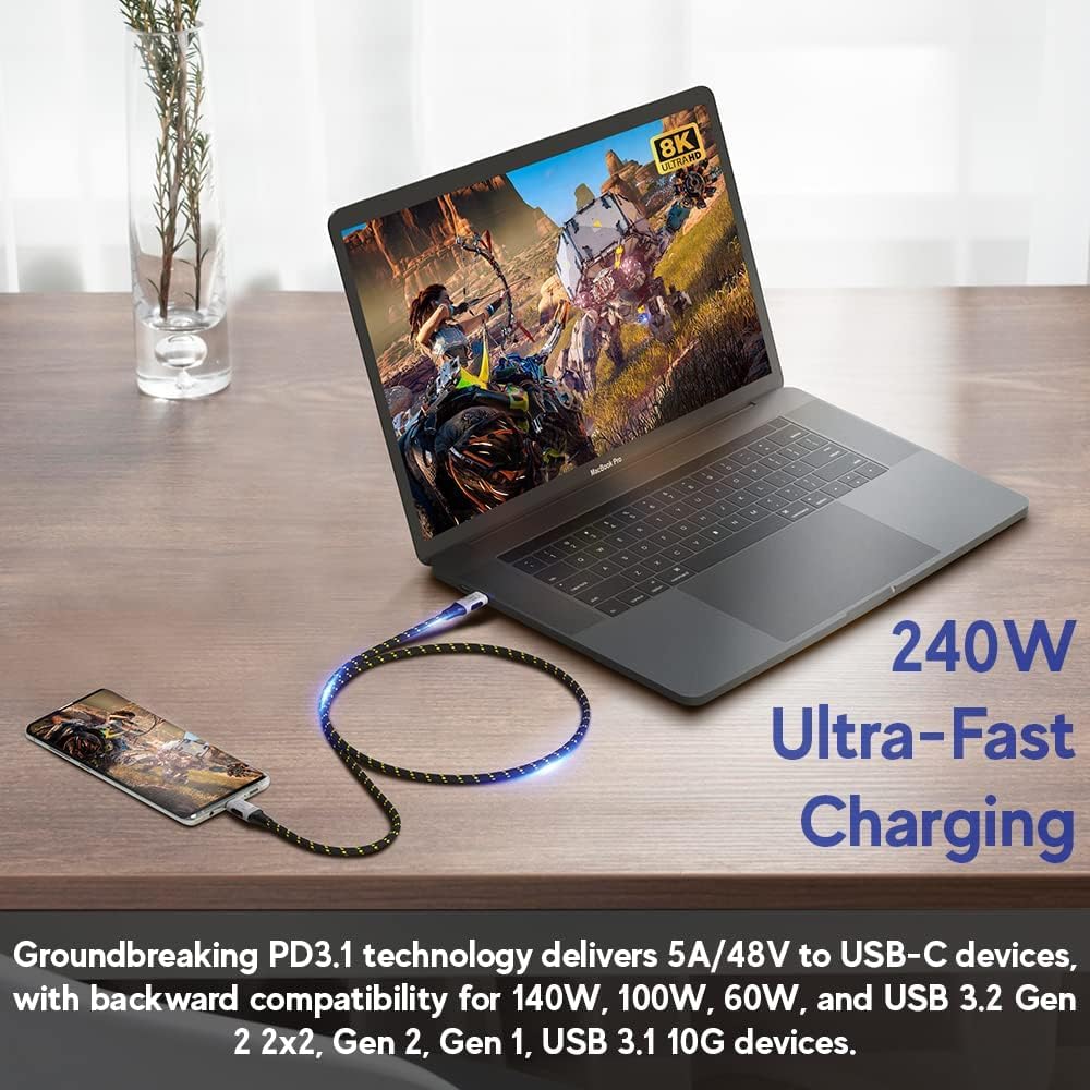 LINKUP USB 4.0 USB C to USB C Cable | Thunderbolt 4/3 Compatible | Type C Charger for MacBook and iPhone | 240W Fast Charging | 40Gbps Data Transfer | 8K@60Hz Display Cord | Use with all USB C devices