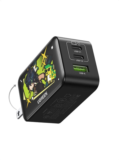 UGREEN 65W USB C Charger Block, Nexode 3-Port GaN Fast Type C Charger, Compact Foldable Power Adapter for MacBook Pro/Air, Dell XPS, iPhone 16/15, iPad Pro, Galaxy S25, (Genshin Impact Edition)