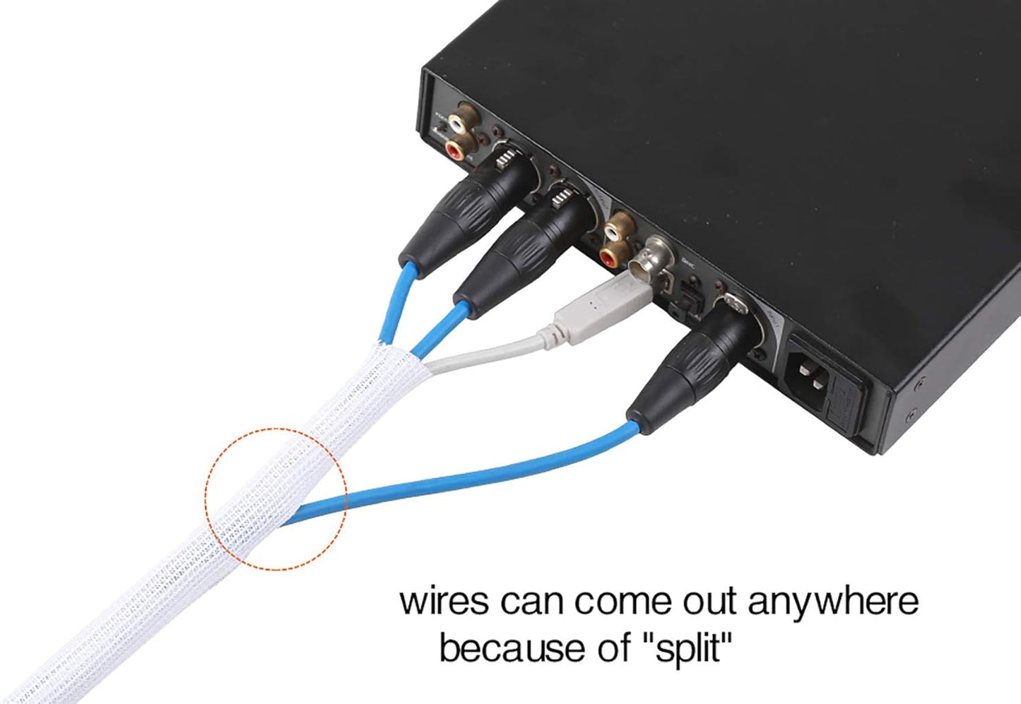 Alex Tech 20ft - 1.5 inch Cord Protector Wire Loom Tubing Cable Sleeve Split Sleeving for USB Cable Power Cord Audio Video Cable - Protect Cat from Chewing Cords - White