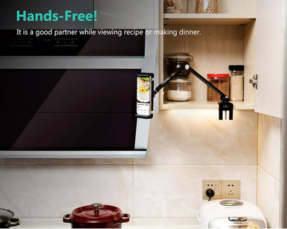 iPad Desk Mount, Adjustable Tablet Holder Clamp, 360 degree Rotation, Sturdy Aluminum Tablet Arm Mount for 4.7"-13" iPad Pro/Air/Mini, iPhone, Galaxy Tab, for Kitchen, Work, Video Call(Black)