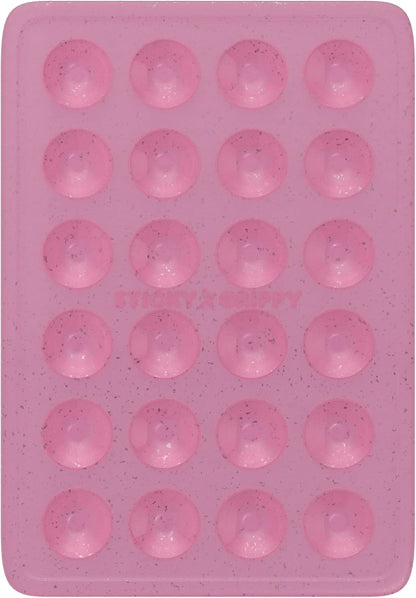 Suction Phone Case Mount, Sillicon Adhesive Phone Accessory for iPhone and Android, Hands-Free Fidget Toy Mirror Shower Phone Holder, Tiktok Videos and Selfies (Pink Glitter)