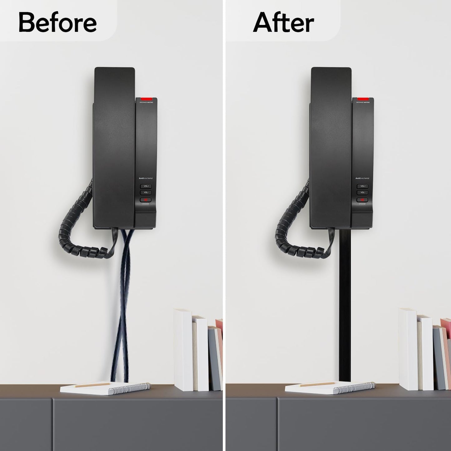 Rubber Bond TV Cord Hider Cable Protector - Strong Self Adhesive Wall Cord Cover Cable Hider - Low Profile Cable Management Wall Cord Concealer Cable Raceway (Black, 6 Feet)