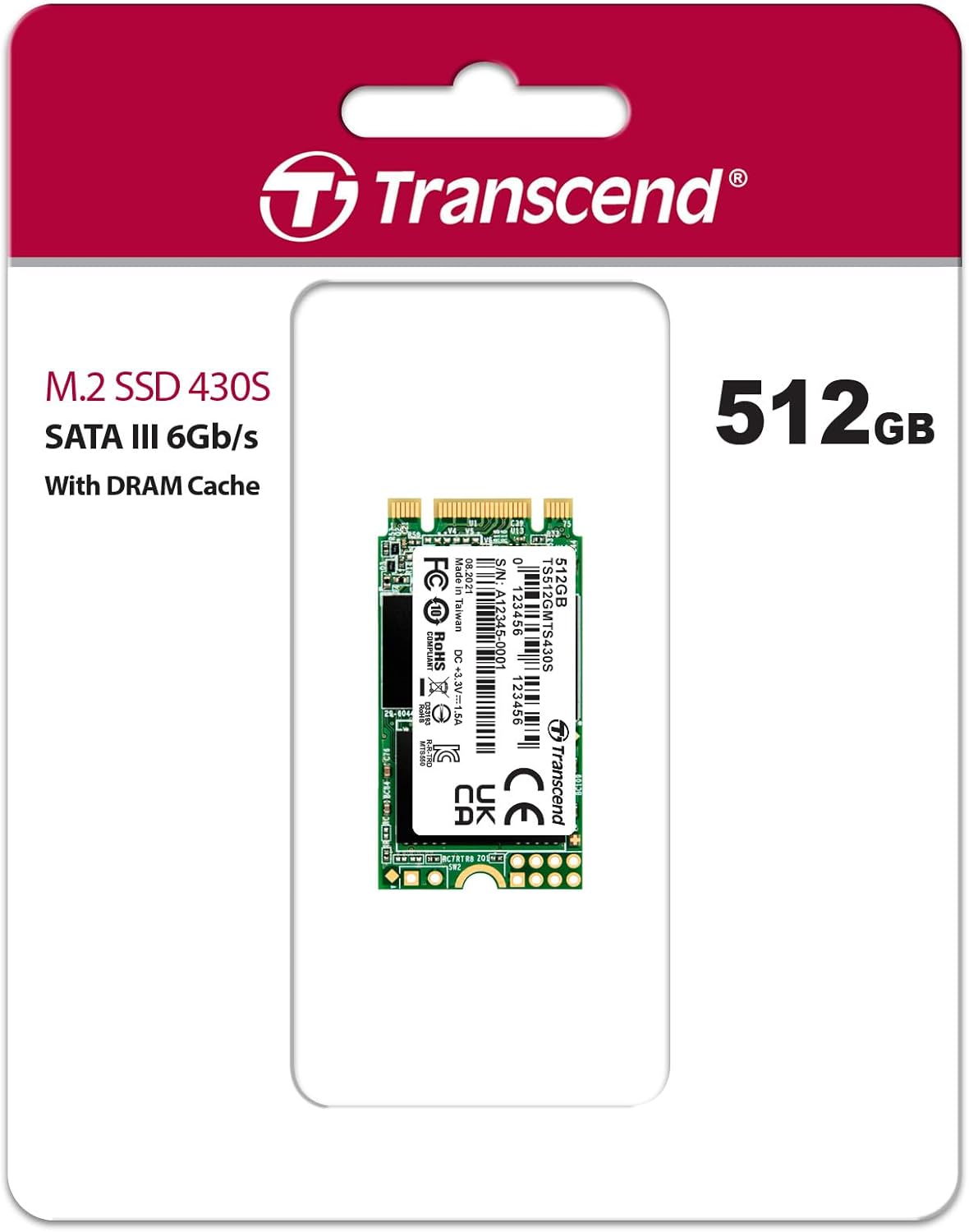 Transcend 512GB M.2 2242 SATA III SSD with Dram Cache, Up to 560MB/s, Compatible w/Ultrabook/Laptop/PC/Desktop, 3D TLC NAND Flash Internal Solid State Drive, LDPC Error Correction, SLC Cache, B+M Key