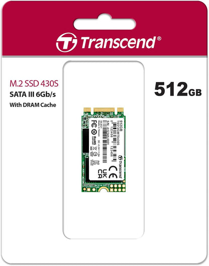 Transcend 512GB M.2 2242 SATA III SSD with Dram Cache, Up to 560MB/s, Compatible w/Ultrabook/Laptop/PC/Desktop, 3D TLC NAND Flash Internal Solid State Drive, LDPC Error Correction, SLC Cache, B+M Key