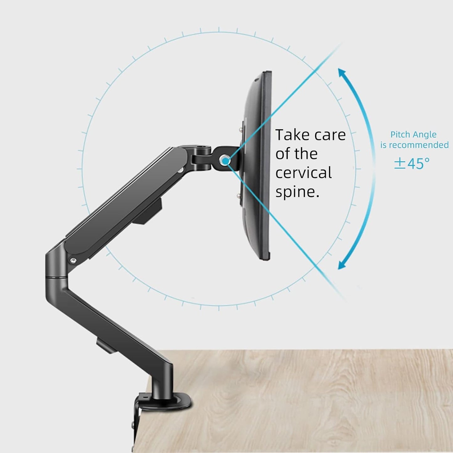 Monitor Arm Desk Mount Single 17-34 inch Portable Adjustable Vesa Stand Gas Spring Desktop Bracket 4.4 to 19.8 lbs with Clamp and Grommet Screen Up to 34 inch Computer pc M5-B