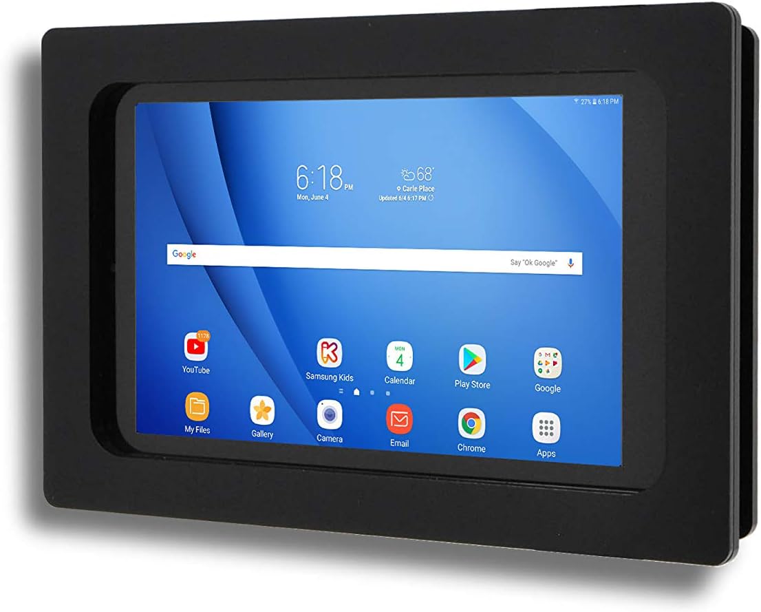 TABcare Anti-Theft Acrylic VESA Enclosure for Galaxy TAB A E S 8" 8.4" Tablet with Free Wall Mount Kit & 90-Degree Angle Charge Cable (TAB A 8.0 w S-Pen SM-P200, Black)