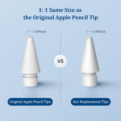 Replacement Tips for Apple Pencil 1st/2nd Gen,No Wear Out Upgraded Apple Pencil Tips,Pencil Nibs for Precise Control - Replacement Tips for iPad Pencil - 4 Pack White