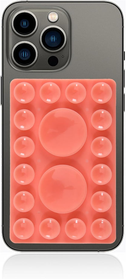 ZYCCER Double Sided Silicone Suction Phone Holder Mount,Compatible with iPhone and Android Cases Hands-Free Mirror Shower Phone Mount Strong Grip Holder (Red, Single Sided 1PCS)