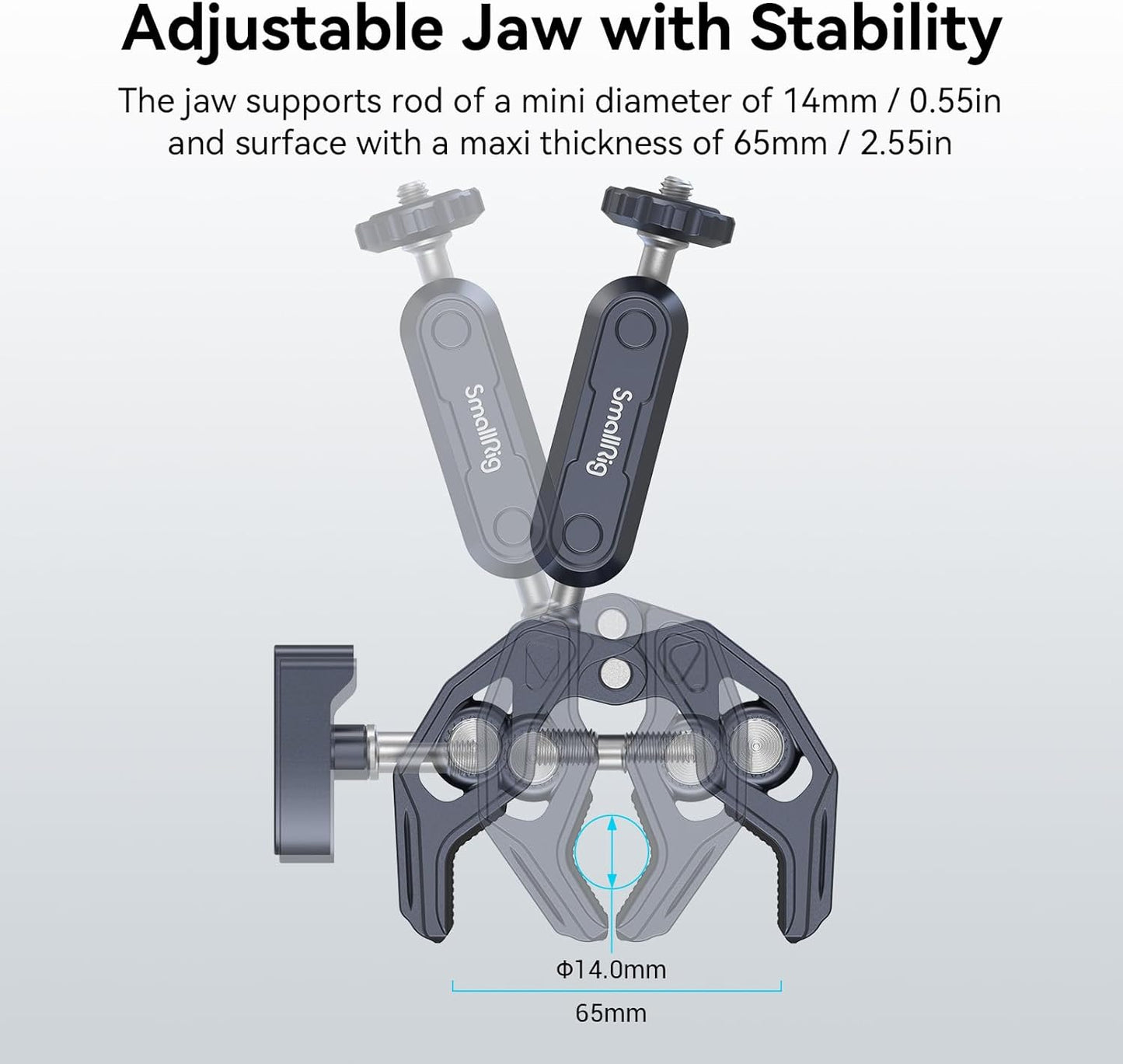 SMALLRIG Camera Mount Clamp, Ballhead Magic Arm and Adapter for Gopro, Camera Monitor Mount with 1/4"-20, 3/8"-16 Threaded Holes, Super Clamp for Gopro/DSLR/Stabilizer