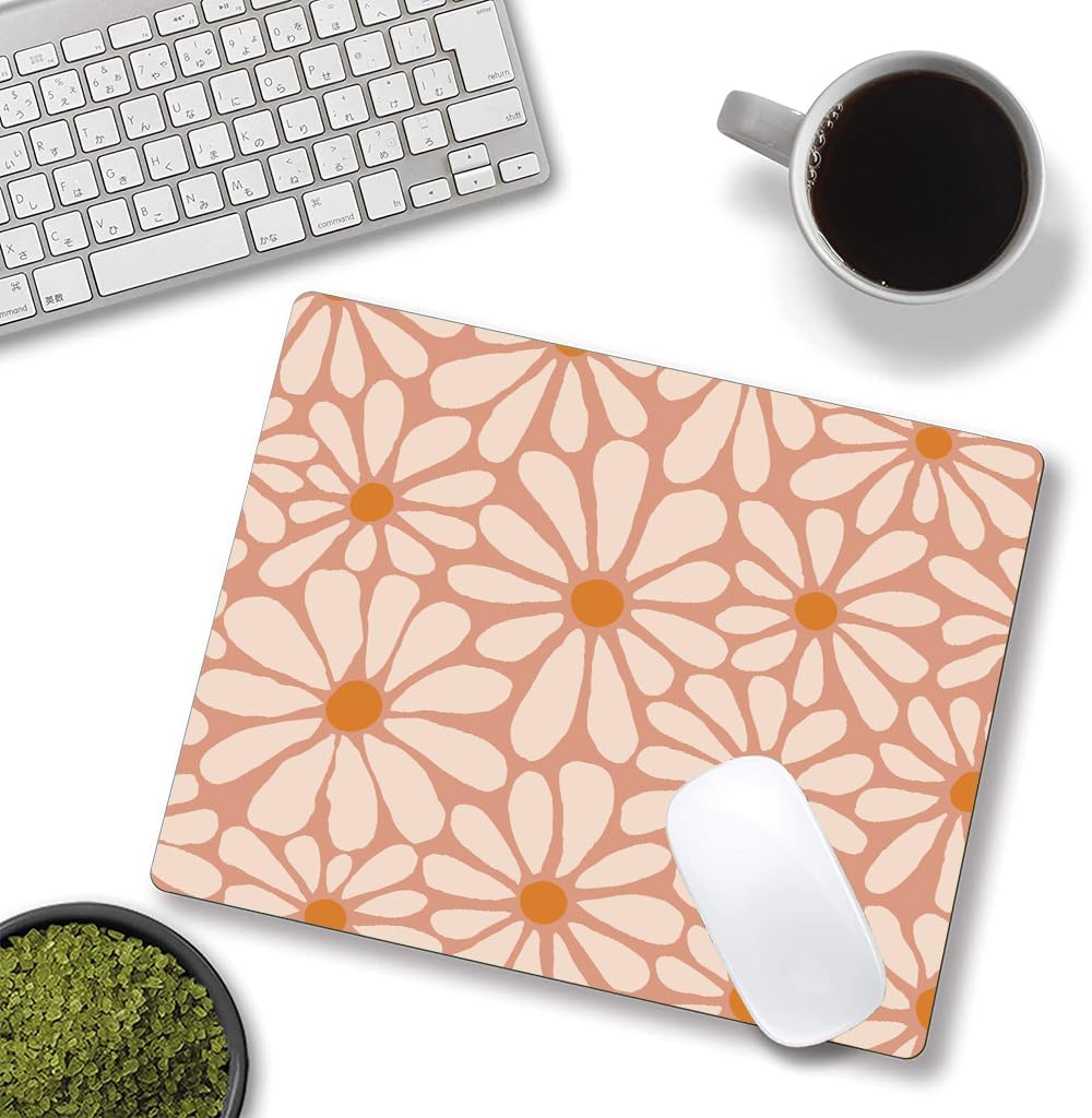Mouse Pad, Premium-Textured Mouse Mat, Non-Slip Rubber Base Mousepad for Laptop, Computer & PC,9.5×7.9 in,Beautiful Orange Floral
