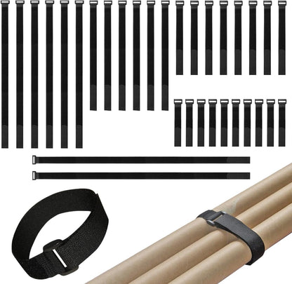 32 pcs 1-inch-wide Hook and Loop Cable Straps, 8"-12"-18"-24"-36" Adjustable Fastening Straps, Fixing and Organizing Cable Ties Set, Multi-Purpose Nylon Cinch Strap, Heavy-Duty Storage Straps