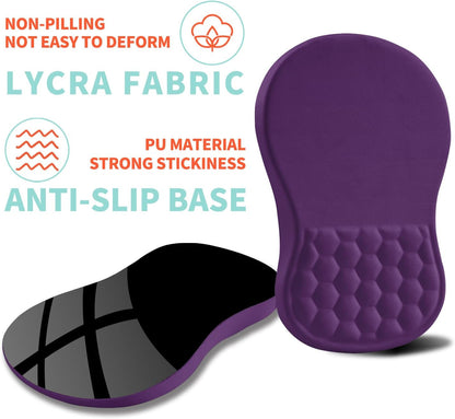 Ergonomic Mouse Pad Wrist Support with Memory Foam Massage Bulge, Carpal Tunnel Pain Relief Mousepad Wrist Rest for Mouse(12x8 inch, Deep Purple)