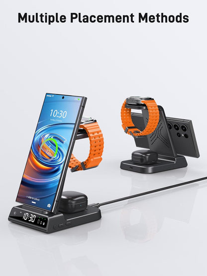 Wireless Charger for Samsung Charging Station, 3 in 1 Android Phone Charger for Samsung Galaxy S25 Ultra/S24 Ultra/S23/Z Fold7/Flip7, Galaxy Watch 8/8 Classic/Ultra/7/6/5, Galaxy Buds 3 Pro/3