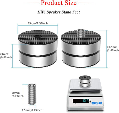 Audiocrast 4X HiFi Speaker Spike Pad Isolation Feet Stand Feet 40X23MM Shock Absorber with Stainless Steel Ball for Audio Speaker Subwoofer CD DVD Amplifier Turntable DAC