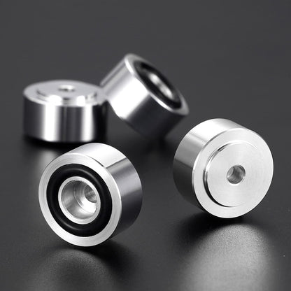 Facmogu 4PCS Silver Aluminum Alloy Speaker Isolation Feet, Turntable Isolation Pad for Reduce Vibration & Resonance, Speaker Spike Pads with Non-Slip Rubber Ring for Amplifier HiFi Devices Recorder CD