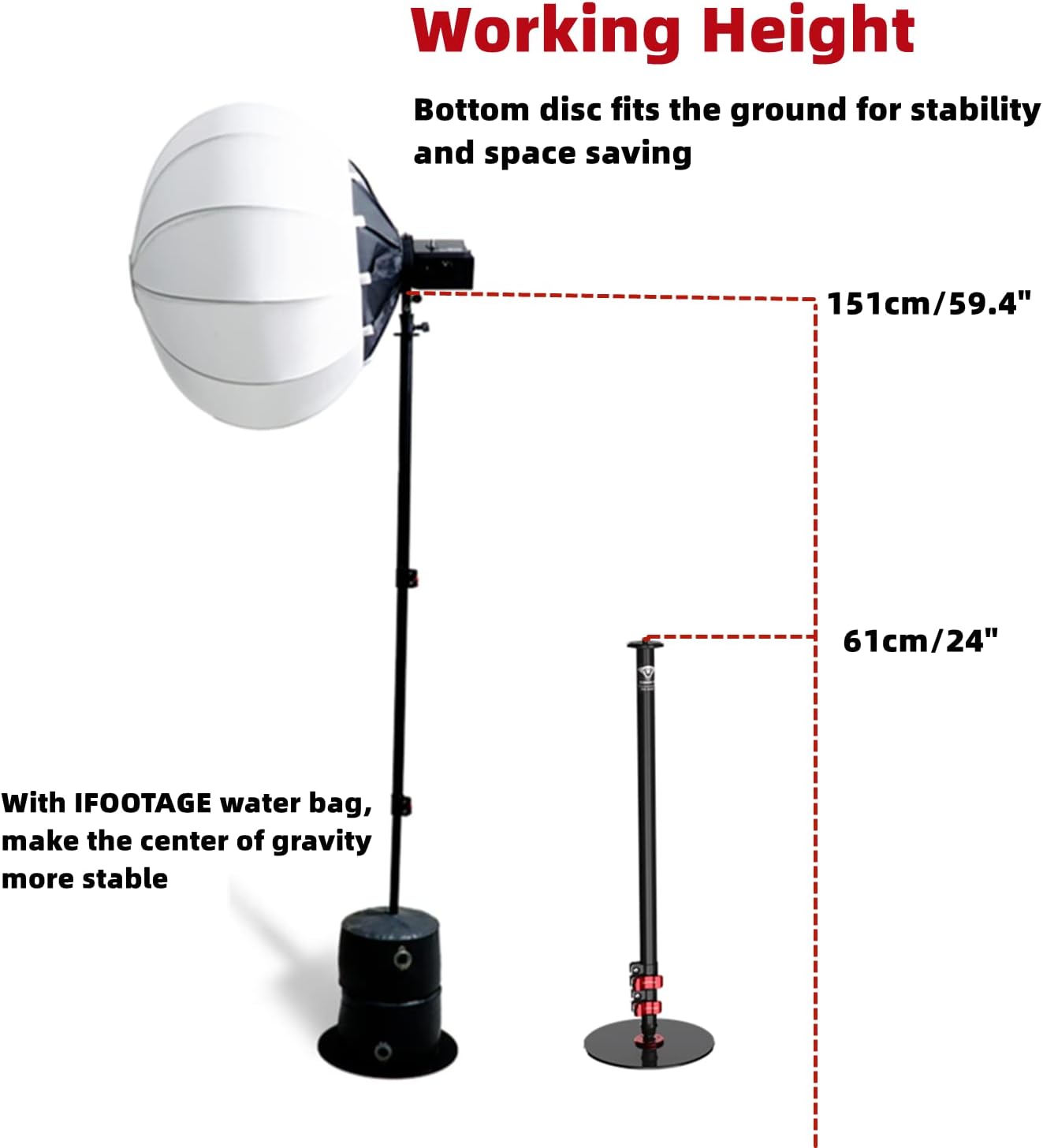 IFOOTAGE Cobra RB-A300,Round Base Monopod,Professional Camera Aluminium Monopod with Quick Adjustment Height Buckle,Compatibility DSLR Cameras Camcorders(151cm/59.44Inc)