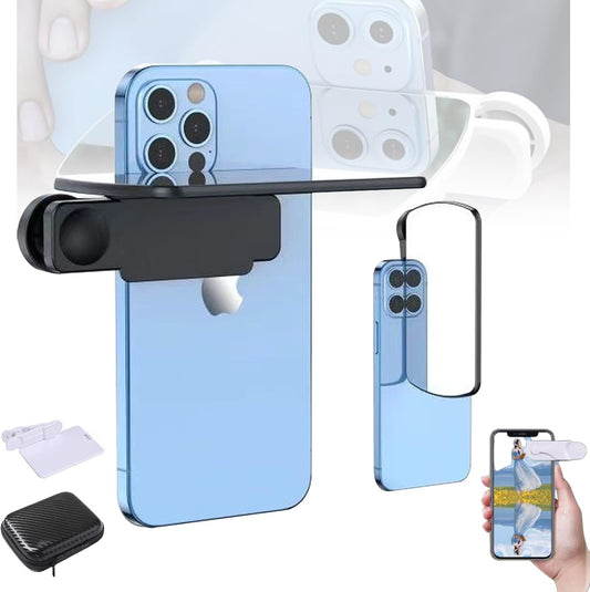 Mirror Effect Lens - Capture Stunning Reflections Instantly, Smartphone Camera Mirror Reflection Clip Kit, Adjustable HD Glass Smartphone Photography Flip Mirror, for Travel Photography (Black-1Pc)