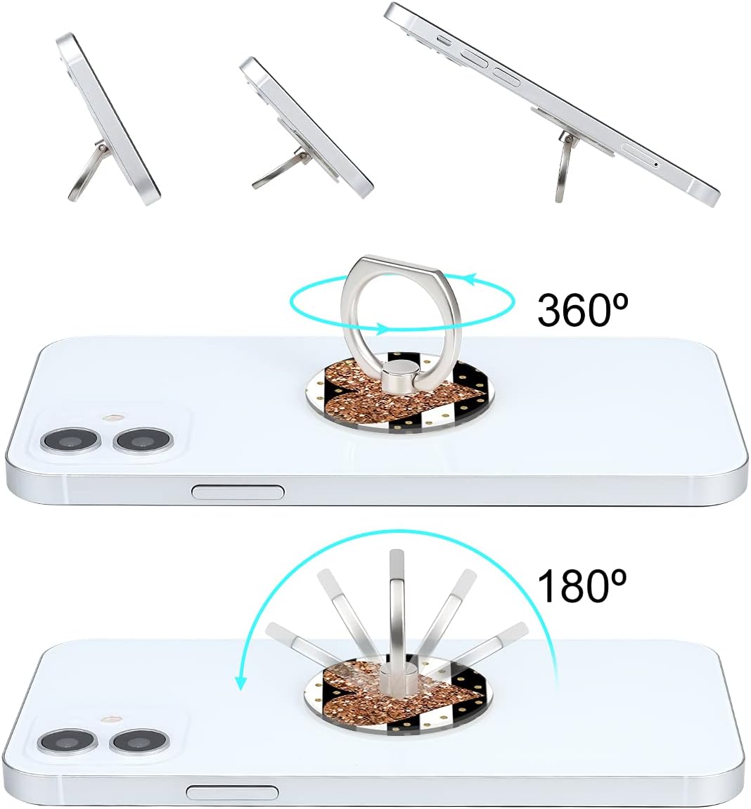 Bonoma Phone Ring Holder, 3 Pack Universal Finger Ring Stand Grip Kickstand Ring for All Smartphones (Love)