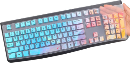 Silicone Keyboard Cover for Logitech K120 & MK120 Ergonomic Desktop USB Wired Keyboard, Logitech K120 & MK120 Keyboard Protective Skin US Layout (NOT Fit Other Model)-Colorful