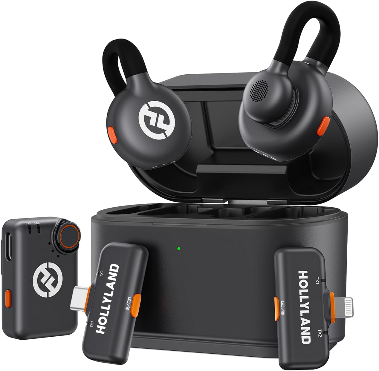 Hollyland Lark M2S Ultimate Combo (Camera RX+USB-C RX+Lightning RX) Wireless Lavalier Microphone for iPhone/Camera/Android/PC, Compact Mic, Titanium Clip, Noise Cancelling, Content Creation