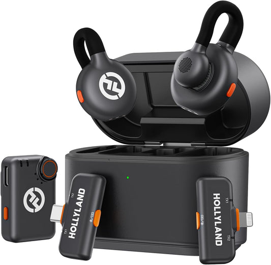 Hollyland Lark M2S Ultimate Combo (Camera RX+USB-C RX+Lightning RX) Wireless Lavalier Microphone for iPhone/Camera/Android/PC, Compact Mic, Titanium Clip, Noise Cancelling, Content Creation