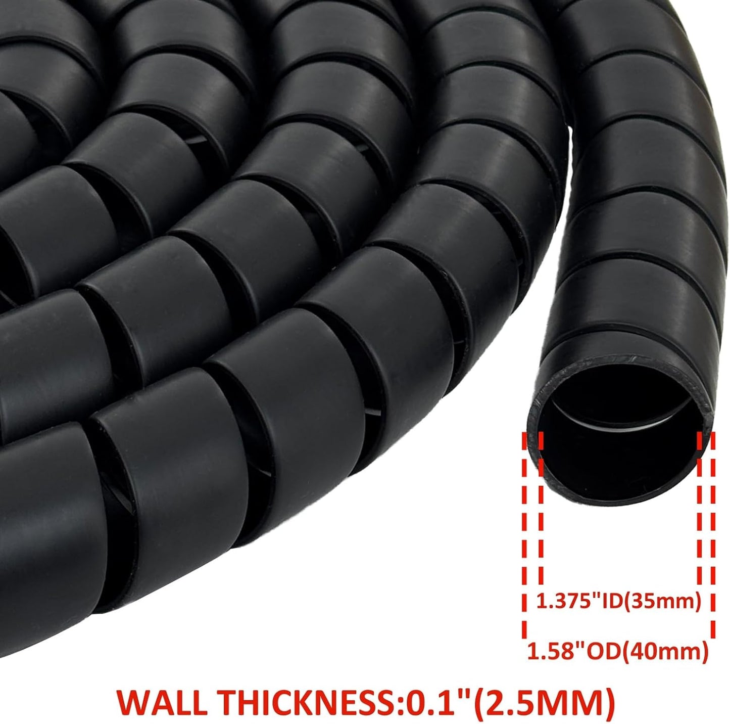 Spiral Wrap Hose Cable Protector - 1.58" OD x 12' Pre-Cut Lengths-Safe Hose Protector to Avoid Wear and Extend Life for Hydraulic Pneumatic Hoses