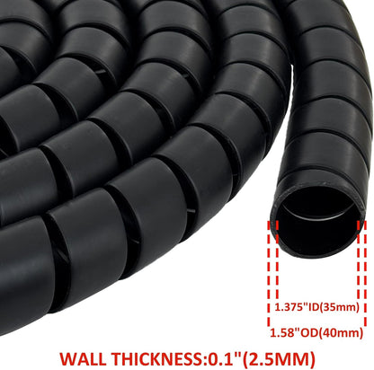 Spiral Wrap Hose Cable Protector - 1.58" OD x 12' Pre-Cut Lengths-Safe Hose Protector to Avoid Wear and Extend Life for Hydraulic Pneumatic Hoses