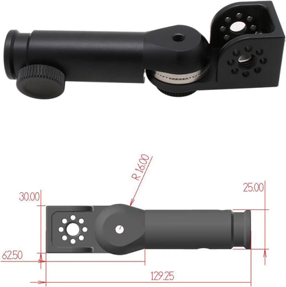 Tripod Mount Adapter and 3/8" 1/4" Bracket Block Cube 180 Swivel Rotation for Camera Video Monitor, Lens Motor, Microphone, Teradek Wireless System, Black