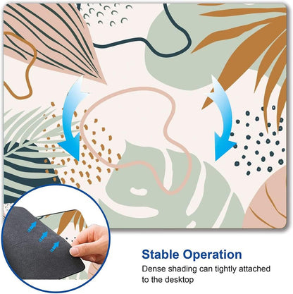 Mouse Pad, Boho Abstract Mouse Pad, Premium-Textured Square Mouse Mat Waterproof Non-Slip Rubber Base Computer Mousepad for Office Laptop Desk, Modern Tropical Leaves