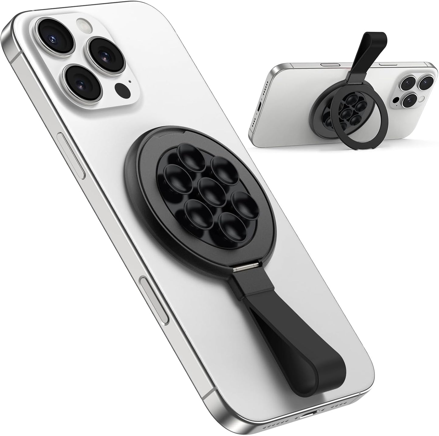 TAURI for Magsafe Suction Phone Grip - Universal Magnetic Suction Grip, 360° Rotating Hands-Free Holder, Silicone Suction Grip for iPhone 16 Pro Max/15/Android/S25,Black