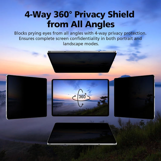 Magnetic 4-Way 360 Degree Privacy Screen Protector for iPad Pro 6th/5th/4th/3rd Generation 12.9 Inch, Removable Reusable Anti-Spy Anti-Glare Anti-Fingerprint [Landscape and Portrait Mode at