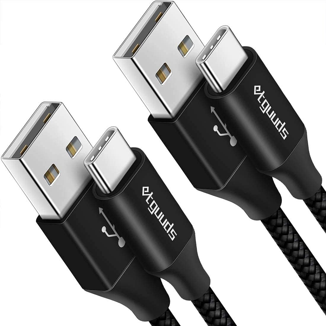 Long USB C Cable [12ft, 2-Pack], etguuds Fast Charging USB A to Type C Charger Cable Braided for Samsung Galaxy S22 S21 S20 Ultra 5G S10 S10E S9 Note 20 10 9, A10e A20 A33 A32 A50 A70, LG, Moto, Pixel