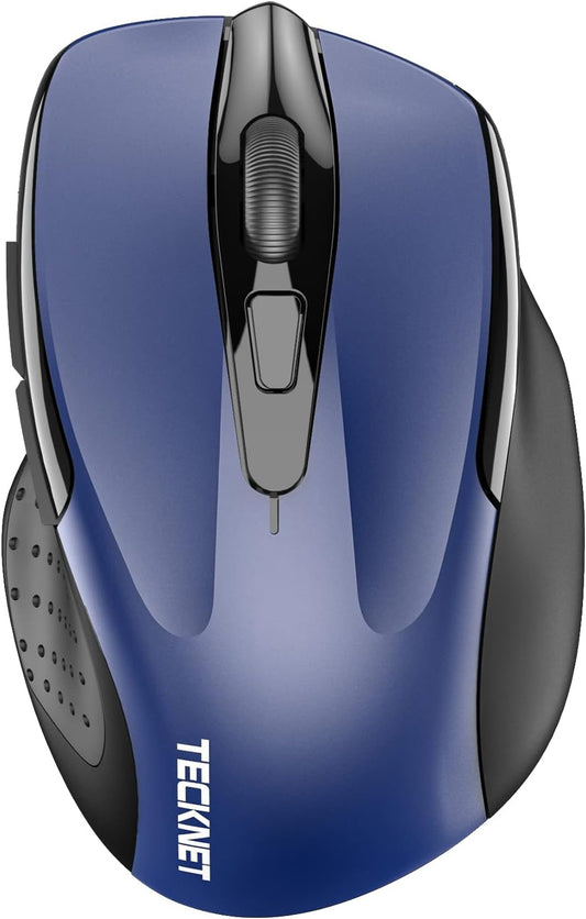 TECKNET Wireless Mouse (2.4G & BT5.0/3.0) Silent 4800 DPI Computer USB A & Bluetooth Mouse 6 Buttons, Wide Compatibility - Blue