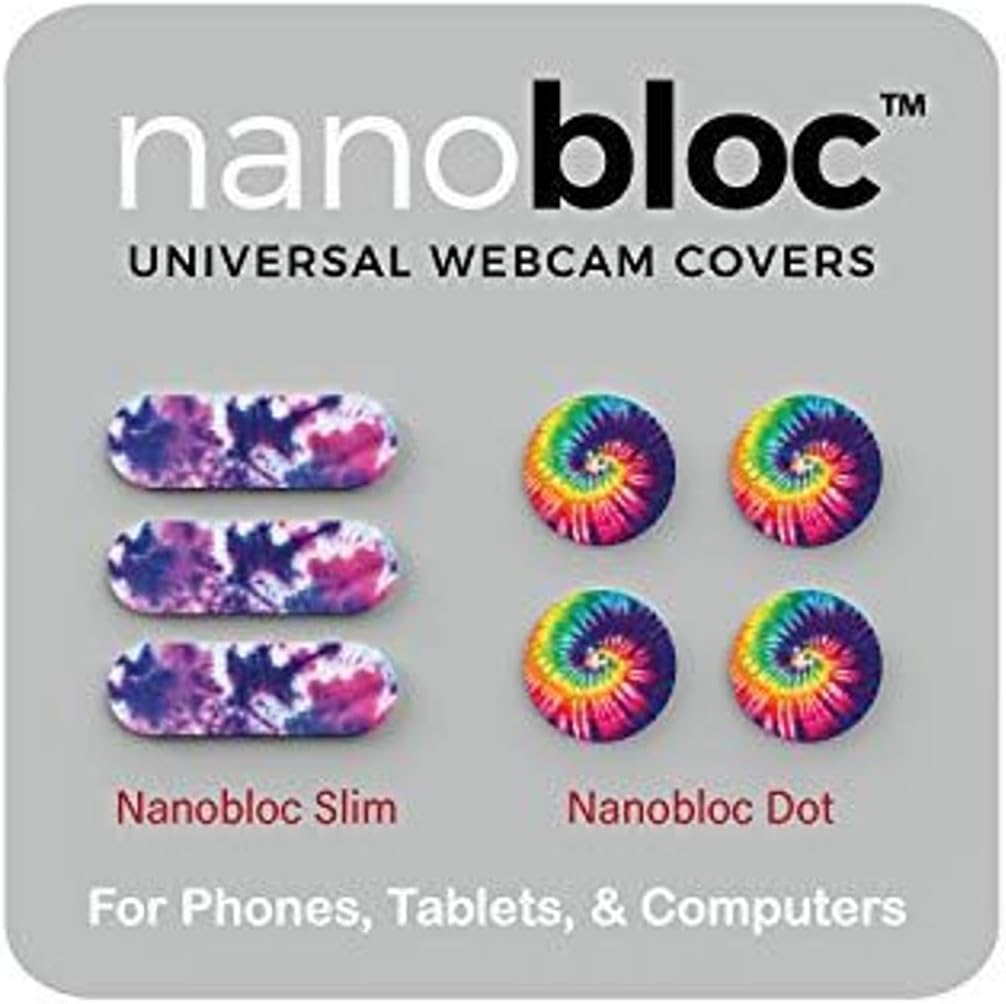 Sticker for Laptop Camera Privacy Slides - 7-Piece, Tie Dye Dot & Bar - No-Residue Nano Suction Protectors - Webcam Privacy Cover & Laptop Webcam Stickers - Phone Camera Cover Slide