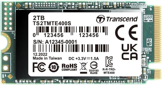 Transcend 2TB MTE400S M.2 2242 PCIe Gen3x4 SSD, Compatible with Ultra-Thin Laptops, Dram-Less Low Power, Up to 2000MB/s, TLC - TS2TMTE400S