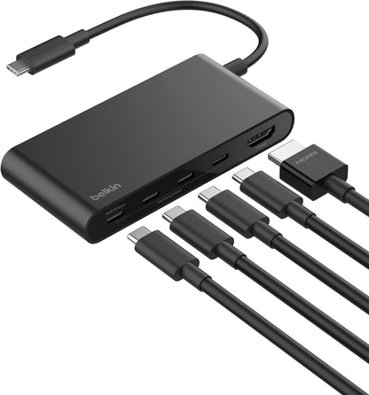 Belkin USB C Hub, 5-Port Hub w/ 4K HDMI Display @ 60Hz, 100W Power Delivery, Fast Data Transfer 10Gbps, USB C Multiport Adapter - Compatible with MacBook, iPad Pro, Chromebook, & More