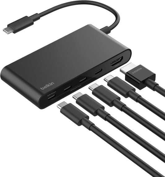 Belkin USB C Hub, 5-Port Hub w/ 4K HDMI Display @ 60Hz, 100W Power Delivery, Fast Data Transfer 10Gbps, USB C Multiport Adapter - Compatible with MacBook, iPad Pro, Chromebook, & More