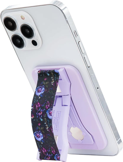 LoveHandle PRO MagSafe Compatible Magnetic Phone Grip w/Kickstand - Mount, Strap and Stand for Smartphone and Tablet - MagSafe Ring Included - Fits All Devices - in The Dahlias