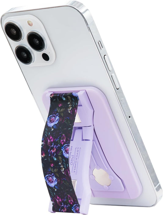 LoveHandle PRO MagSafe Compatible Magnetic Phone Grip w/Kickstand - Mount, Strap and Stand for Smartphone and Tablet - MagSafe Ring Included - Fits All Devices - in The Dahlias