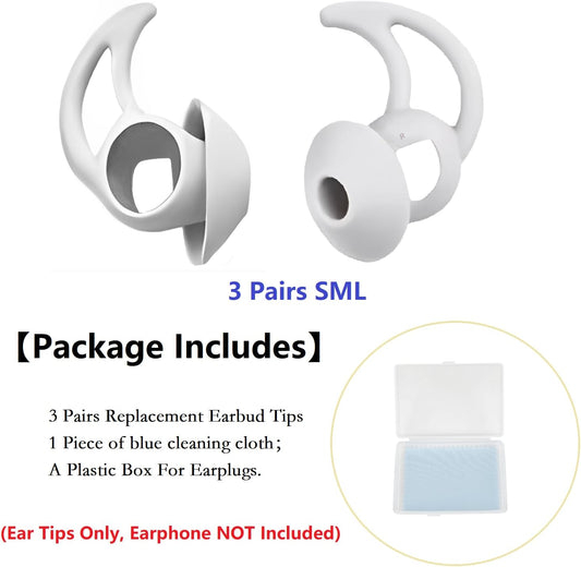 Silicone Earbud Tips Compatible with Bose QuietComfort Earbuds and Sport Earbuds,3 Pairs,Silver