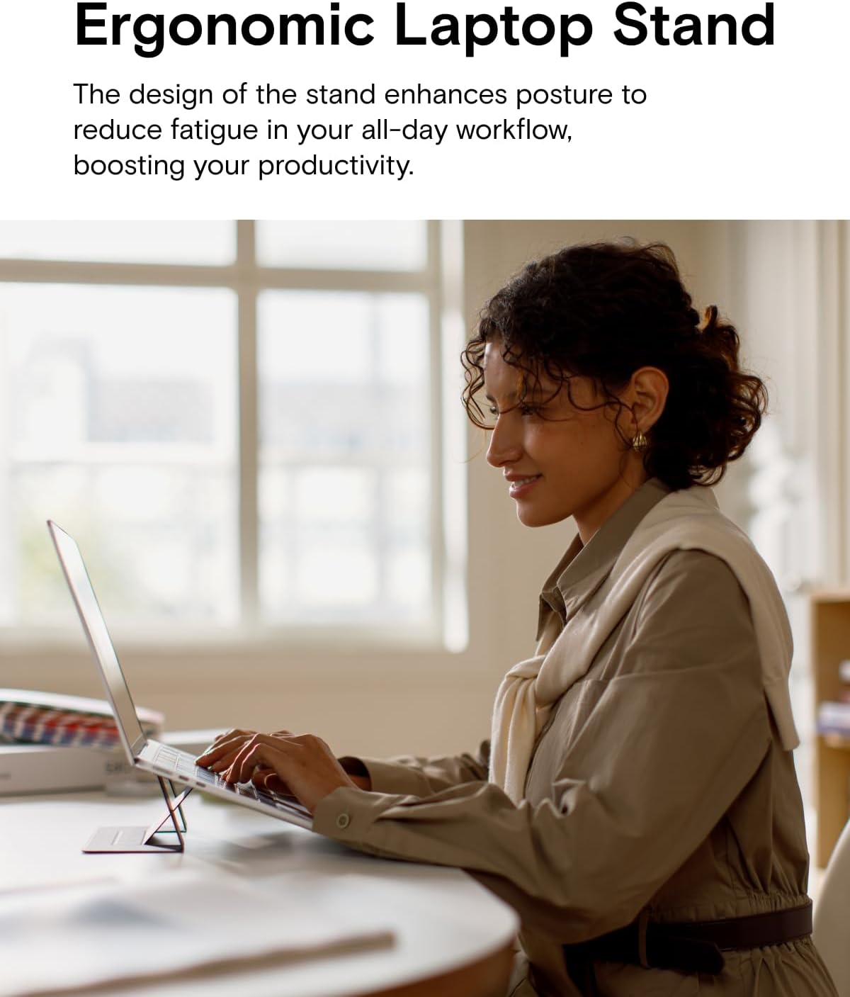 MOFT Laptop Stand for Desk, Adhesive MacBook Computer Stand with 2 Adjustable Viewing Angles, Foldable and Portable Laptop Riser Compatible with 11"-16" Laptops, Misty Cove