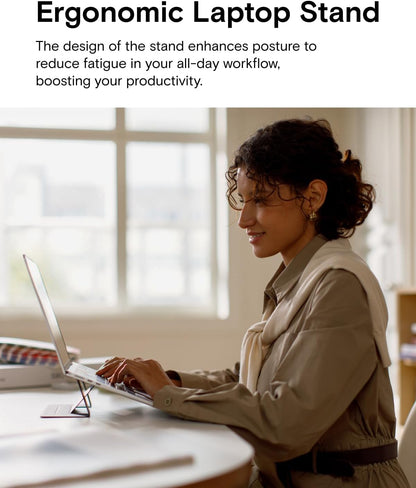 MOFT Laptop Stand for Desk, Adhesive MacBook Computer Stand with 2 Adjustable Viewing Angles, Foldable and Portable Laptop Riser Compatible with 11"-16" Laptops, Earthen Beige