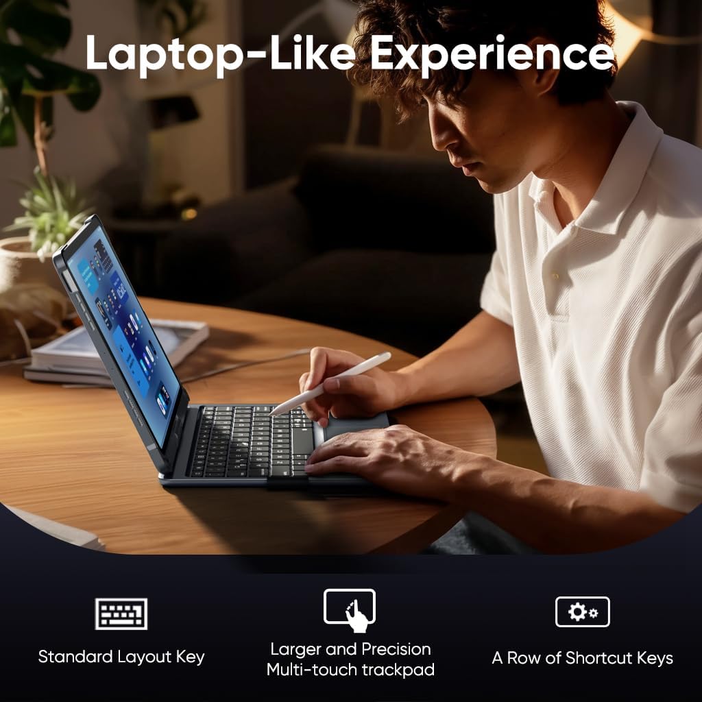 doqo for iPad Air 11 and iPad Pro 11 case with Keyboard,360° Rotatable Keyboard case for iPad Air 11 M3/M2,air 5th,4th 10.9,iPad Pro 11(4th,3rd,2nd,1st Gen) with Multi-Touch Trackpad (Gray)