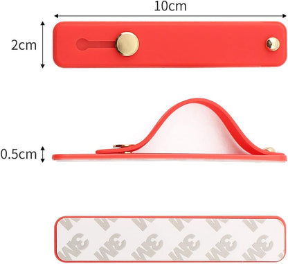Removable and Reusable Cell Phone Grip Strap, Yetaida Telescopic Finger Kickstand Bracket Universal Silicone Phone Holder Stand and Portable Finger Loop for Most Smartphones Case (Red)