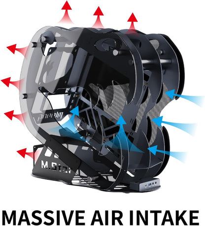 MegaPC Upgraded PC Case Heavy Duty Open-Frame Mid-Tower Micro-ATX/Mini-ITX Gaming, Tempered Glass Side Panel, Pre-Installed ARGB PWM Fan, with USB3.0, USB-C, 240mm Radiator Support (Upgrade-Black)