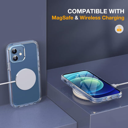 Miracase Glass Case for iPhone 12/12 Pro 6.1 inch, Upgraded Full-Body Rugged Phone Bumper Case Cover with Built-in 9H Tempered Glass Screen Protector and Camera Protector, Clear