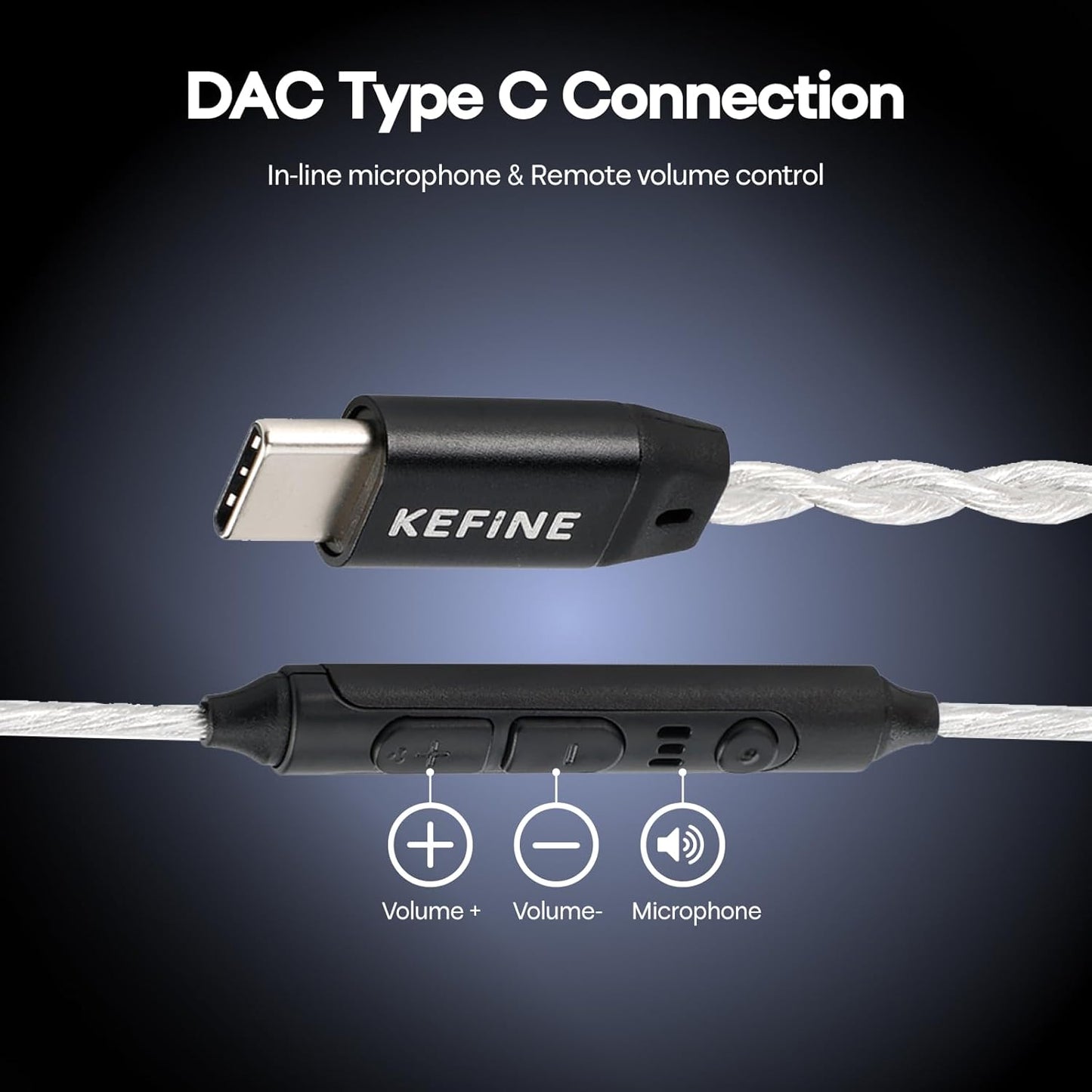 Linsoul Kefine Klean in Ear Monitor,10mm DLC Diaphragm Dynamic Driver HiFi Earphones,Wired Gaming Earbuds,Replaceable Nozzles,Detachable Silver-Plated Cable for Audiophile (with Mic Type-C, Black)